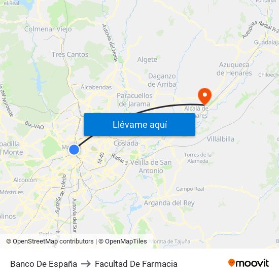 Banco De España to Facultad De Farmacia map