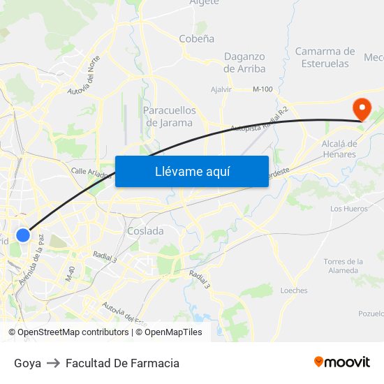 Goya to Facultad De Farmacia map