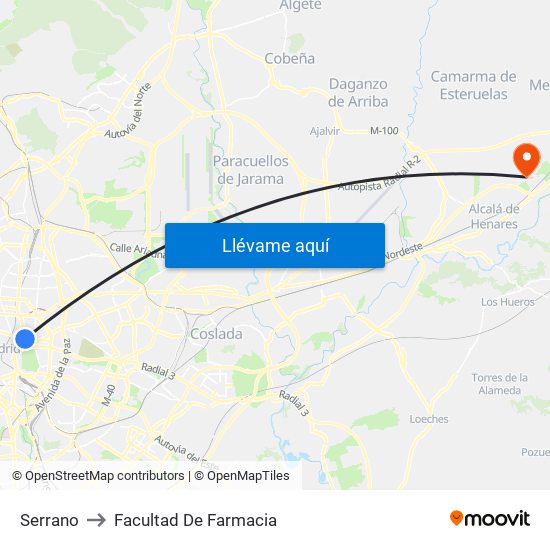 Serrano to Facultad De Farmacia map