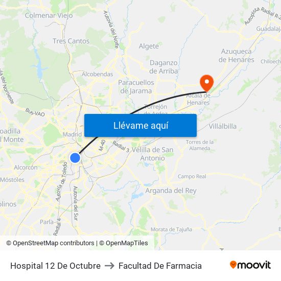 Hospital 12 De Octubre to Facultad De Farmacia map