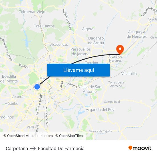 Carpetana to Facultad De Farmacia map