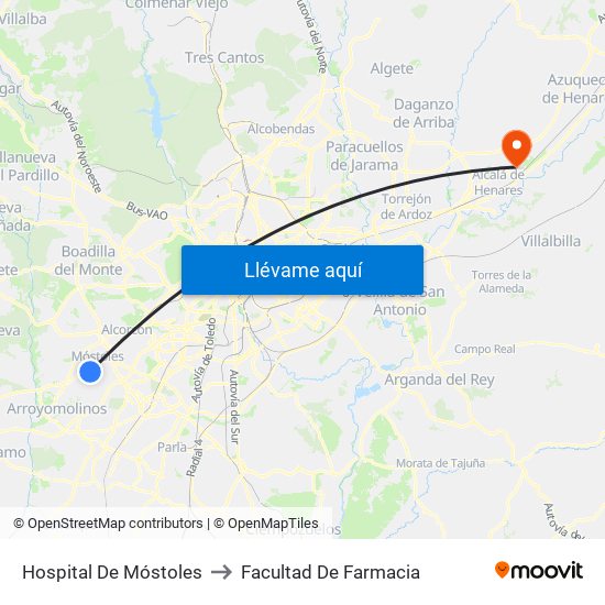 Hospital De Móstoles to Facultad De Farmacia map