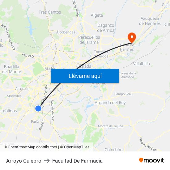 Arroyo Culebro to Facultad De Farmacia map