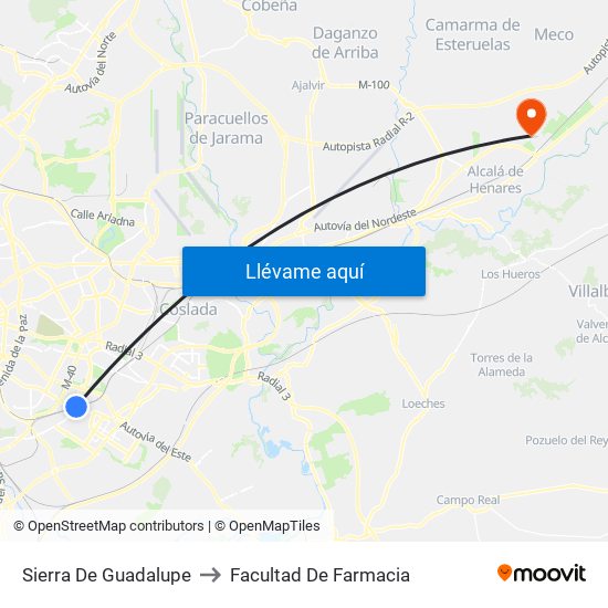 Sierra De Guadalupe to Facultad De Farmacia map