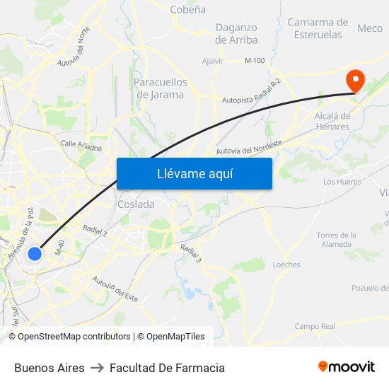 Buenos Aires to Facultad De Farmacia map