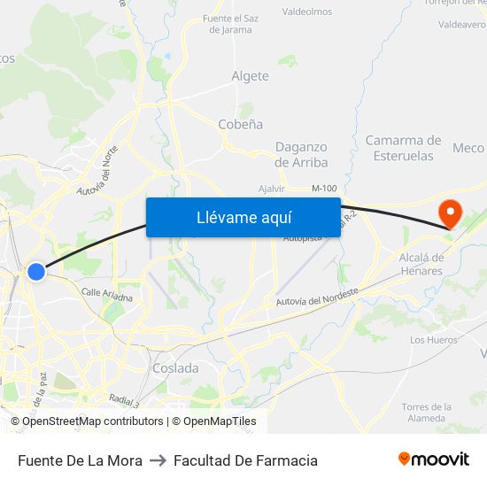 Fuente De La Mora to Facultad De Farmacia map