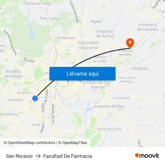 San Nicasio to Facultad De Farmacia map