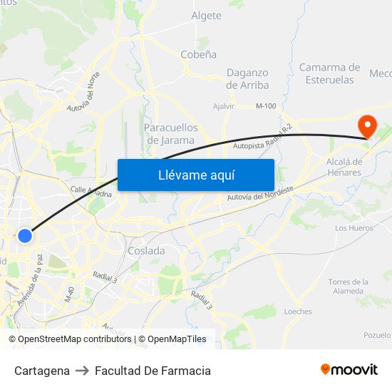 Cartagena to Facultad De Farmacia map