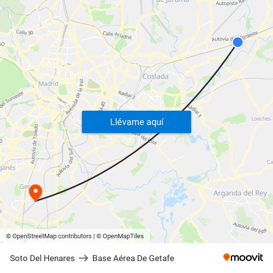 Soto Del Henares to Base Aérea De Getafe map