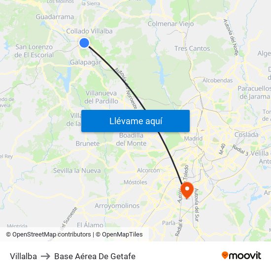 Villalba to Base Aérea De Getafe map