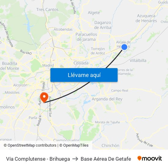 Vía Complutense - Brihuega to Base Aérea De Getafe map