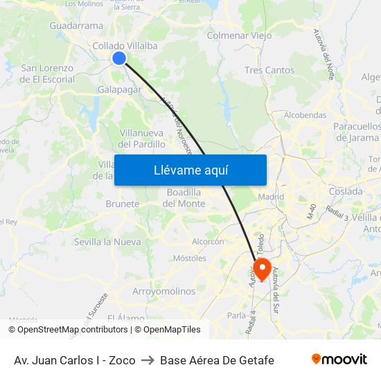Av. Juan Carlos I - Zoco to Base Aérea De Getafe map