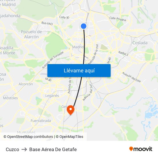 Cuzco to Base Aérea De Getafe map