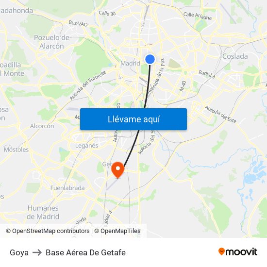 Goya to Base Aérea De Getafe map