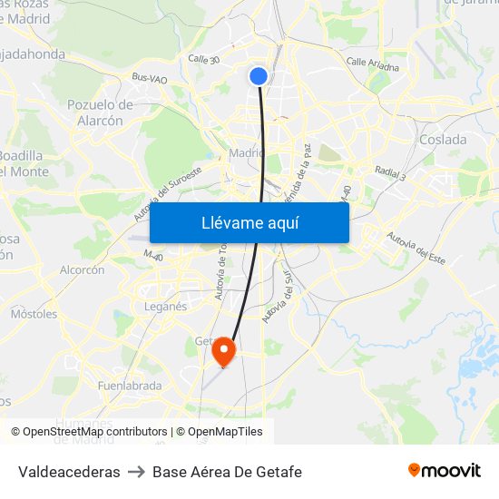 Valdeacederas to Base Aérea De Getafe map