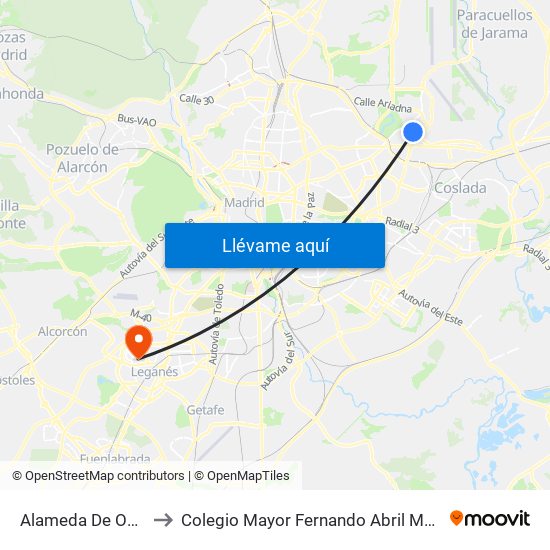 Alameda De Osuna to Colegio Mayor Fernando Abril Martorell map
