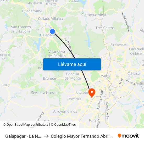 Galapagar - La Navata to Colegio Mayor Fernando Abril Martorell map