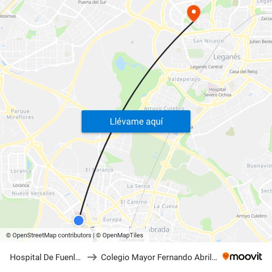 Hospital De Fuenlabrada to Colegio Mayor Fernando Abril Martorell map