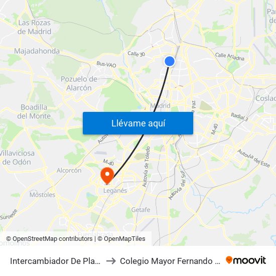Intercambiador De Plaza De Castilla to Colegio Mayor Fernando Abril Martorell map