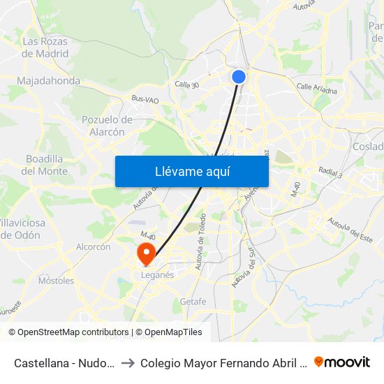 Castellana - Nudo Norte to Colegio Mayor Fernando Abril Martorell map