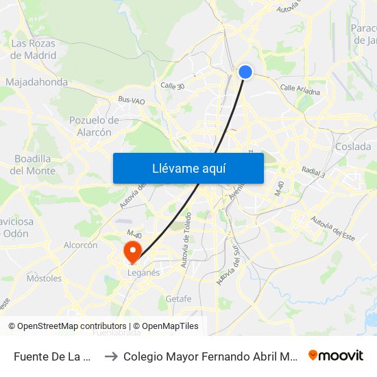 Fuente De La Mora to Colegio Mayor Fernando Abril Martorell map