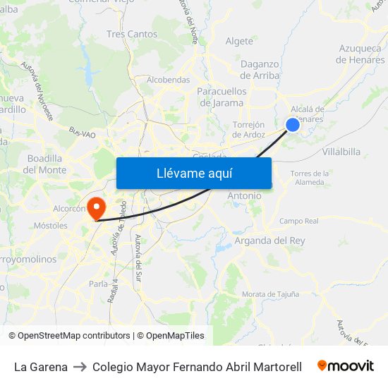 La Garena to Colegio Mayor Fernando Abril Martorell map
