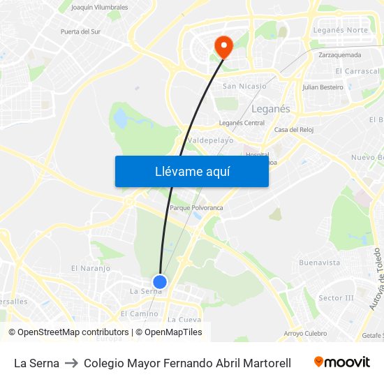 La Serna to Colegio Mayor Fernando Abril Martorell map