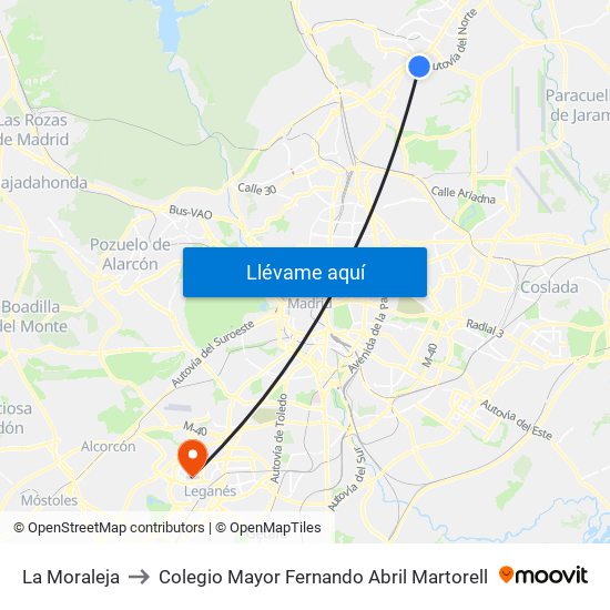 La Moraleja to Colegio Mayor Fernando Abril Martorell map