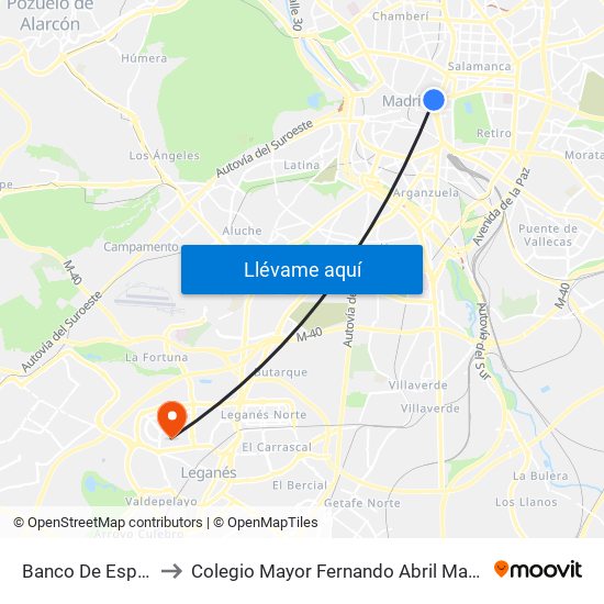 Banco De España to Colegio Mayor Fernando Abril Martorell map