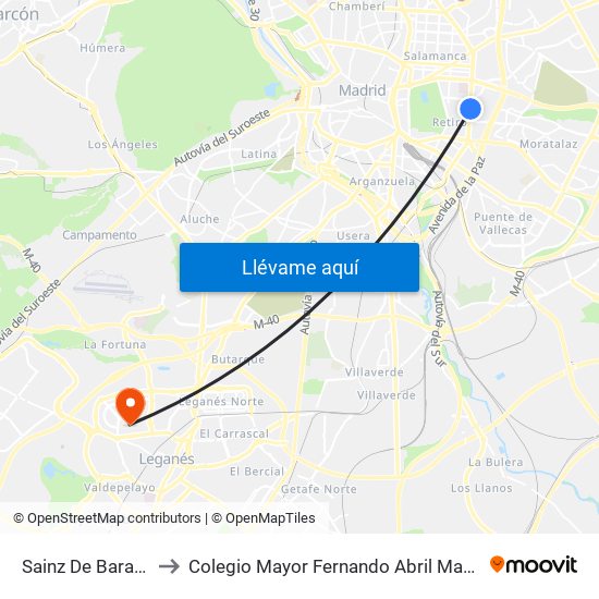 Sainz De Baranda to Colegio Mayor Fernando Abril Martorell map
