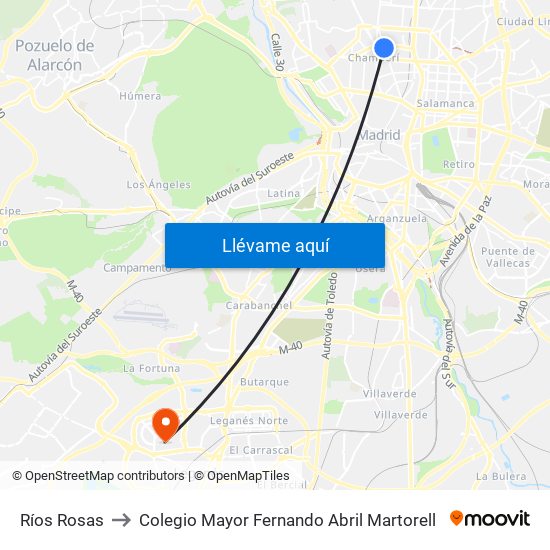Ríos Rosas to Colegio Mayor Fernando Abril Martorell map