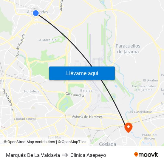 Marqués De La Valdavia to Clínica Asepeyo map