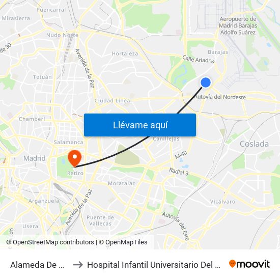 Alameda De Osuna to Hospital Infantil Universitario Del Niño Jesús map