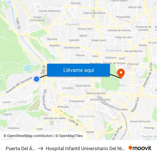 Puerta Del Ángel to Hospital Infantil Universitario Del Niño Jesús map