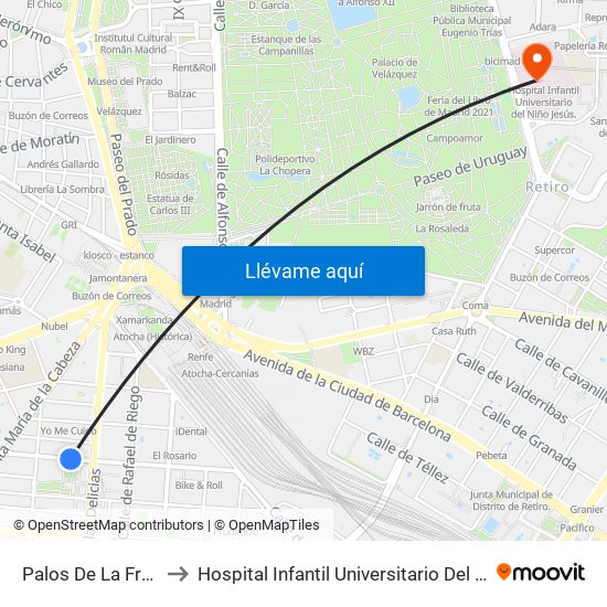 Palos De La Frontera to Hospital Infantil Universitario Del Niño Jesús map
