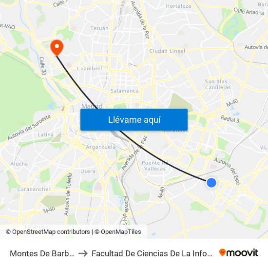 Montes De Barbanza to Facultad De Ciencias De La Información map