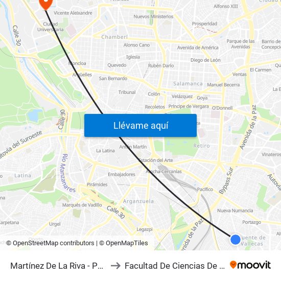 Martínez De La Riva - Puerto Bonaigua to Facultad De Ciencias De La Información map