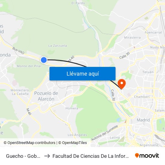 Guecho - Gobelas to Facultad De Ciencias De La Información map