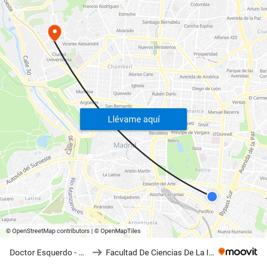 Doctor Esquerdo - Cavanilles to Facultad De Ciencias De La Información map