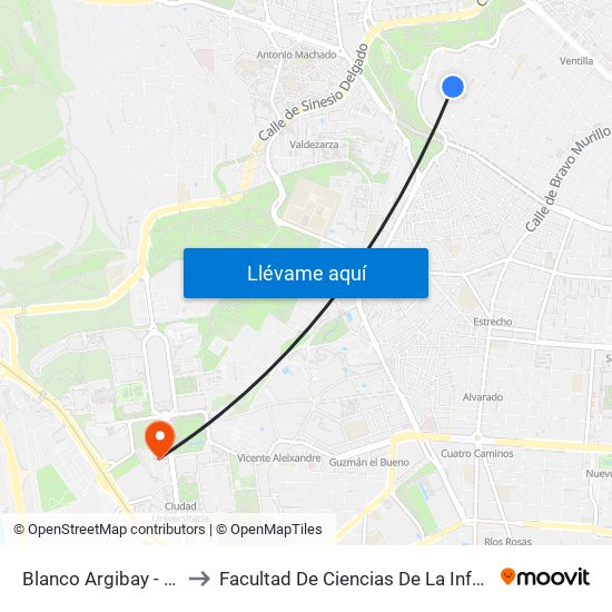 Blanco Argibay - Sorgo to Facultad De Ciencias De La Información map
