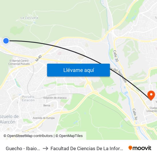 Guecho - Ibaiondo to Facultad De Ciencias De La Información map