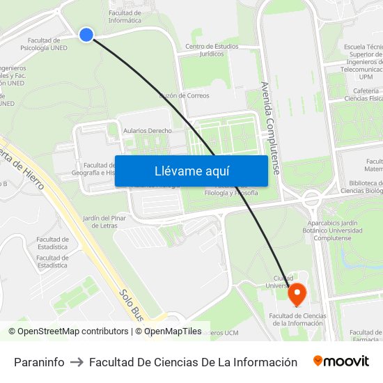 Paraninfo to Facultad De Ciencias De La Información map