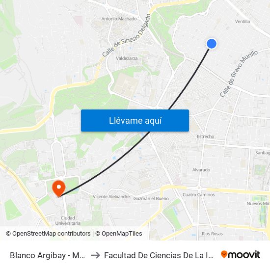 Blanco Argibay - Moquetas to Facultad De Ciencias De La Información map