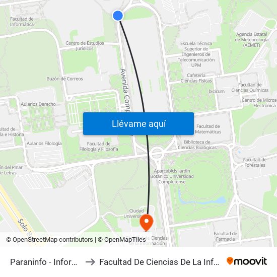 Paraninfo - Informática to Facultad De Ciencias De La Información map
