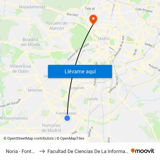 Noria - Fontana to Facultad De Ciencias De La Información map