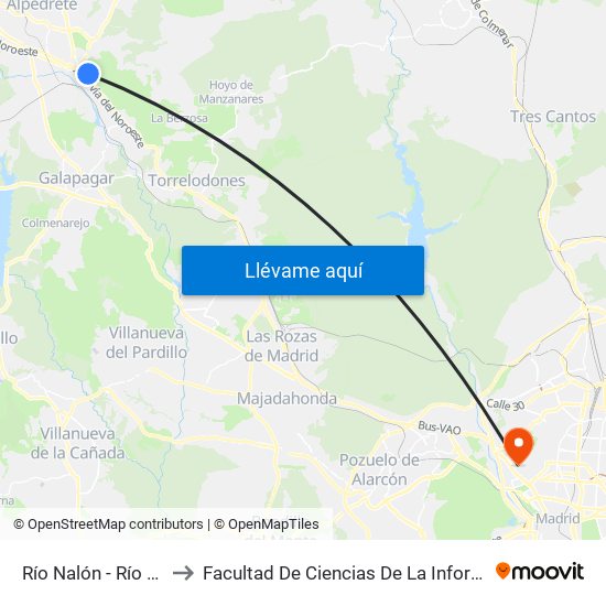 Río Nalón - Río Sella to Facultad De Ciencias De La Información map