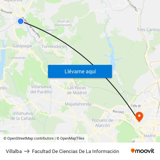 Villalba to Facultad De Ciencias De La Información map