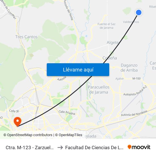 Ctra. M-123 - Zarzuela Del Monte to Facultad De Ciencias De La Información map