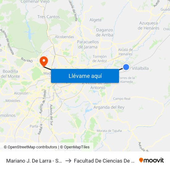 Mariano J. De Larra - Supermercado to Facultad De Ciencias De La Información map
