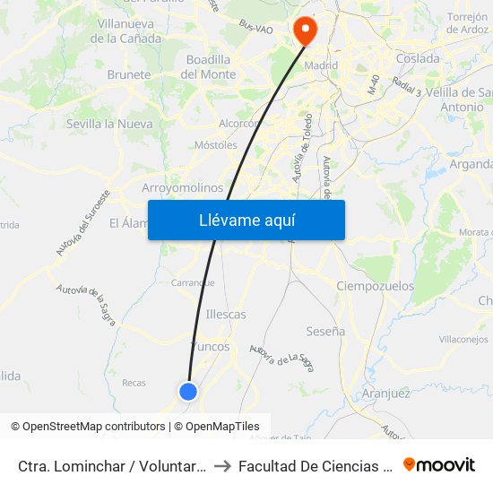 Ctra. Lominchar / Voluntarios Cruz Roja, Yuncler to Facultad De Ciencias De La Información map